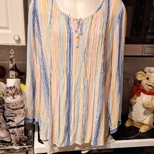 C Womens Collection L Casual Long Sleeve Plus Size Top Size 16